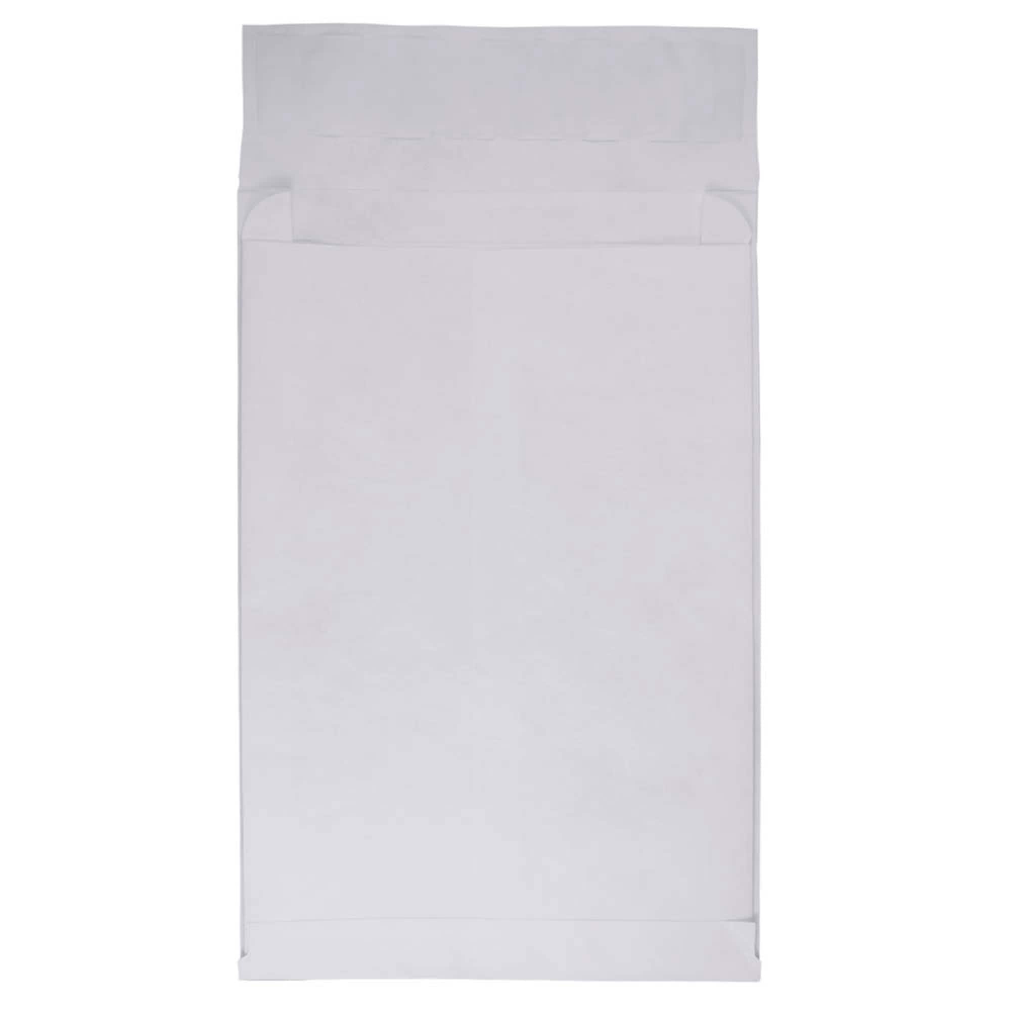 JAM Paper White Tyvek® Expandable Open End Peel & Seal Closure Envelopes